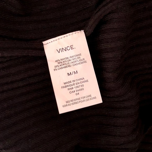 VINCE Black Cashmere Ribbed Turtleneck Knit Top Sweater Pullover Knitwear Medium - Picture 10 of 12
